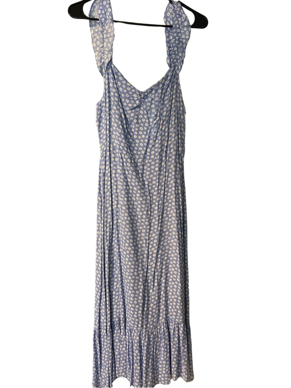 Lush Light Blue Floral Tie-Shoulder Maxi Dress